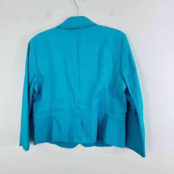 NWOT Talbots Women’s Cotton Turquoise Blazer 3 buttons Vintage Size 16 - Picture 2 of 10